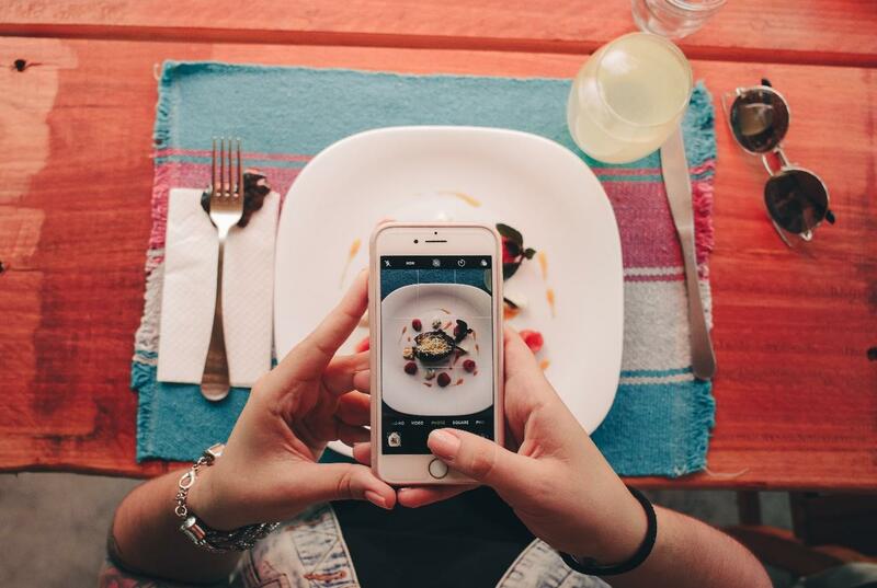 Restaurant Customer Taking a Photo of Their Food