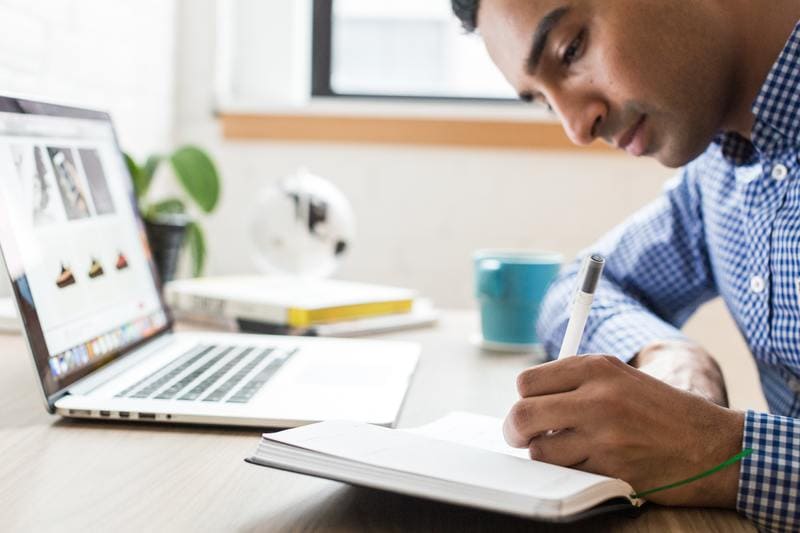 Male Using a Home Office for Flexible Work