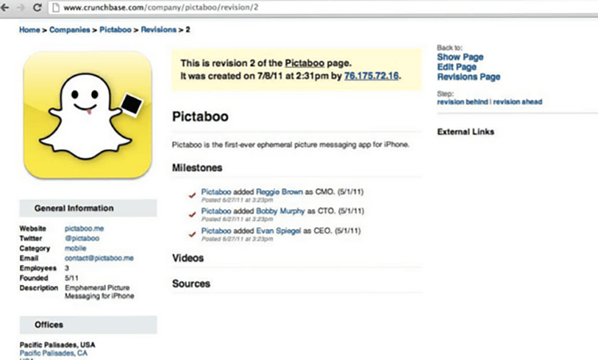 Pictaboo Crunchbase Screenshot