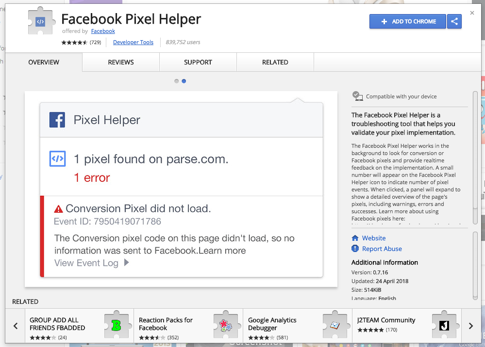 Facebook Pixel Helper