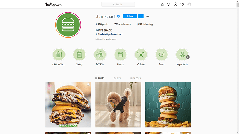 Shake Shack Instagram Profile